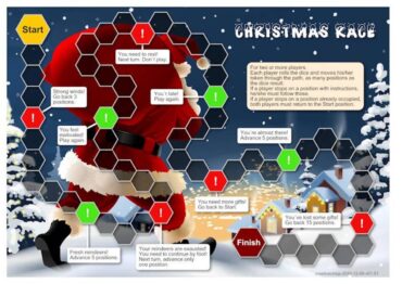 Print & Play! Board Game - Christmas Race - size A4 or A3