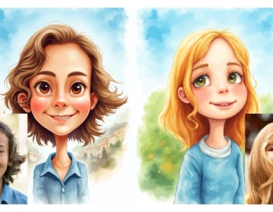 Custom Printable Caricature Portraits Watercolor Style