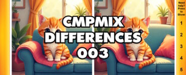 CMPMIX Differences 003 - Find 5 Differences - Cat on the couch - Free Browser Game