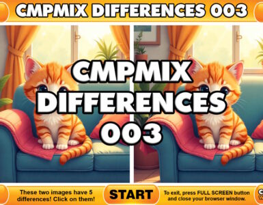 CMPMIX Differences 003 - Find 5 Differences - Cat on the couch - Free Browser Game