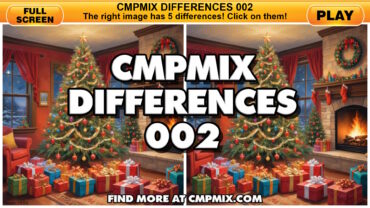 Cmpmix Differences 002 – Find 5 Differences – Christmas Tree – Free Browser Game