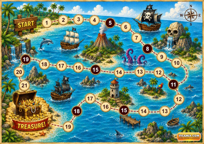 Print & Play! Vicamix Board Game - Treasure Island