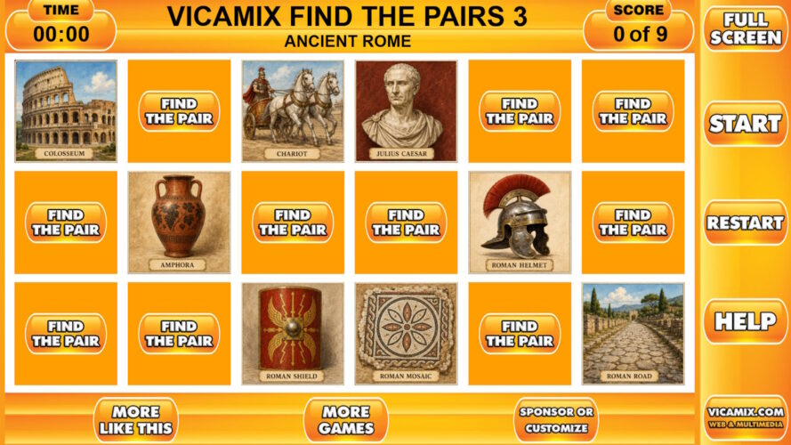 Find The Pairs 3 - Ancient Rome - Browser Game